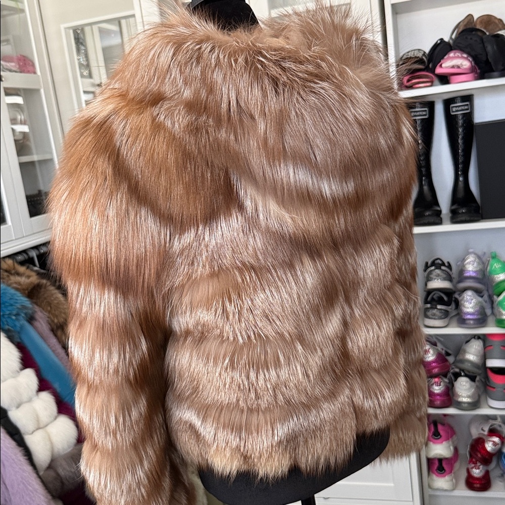 Bugatelli Women's Luxurious Tan Fox Jacket bNWT size small - Picture 7 of 7